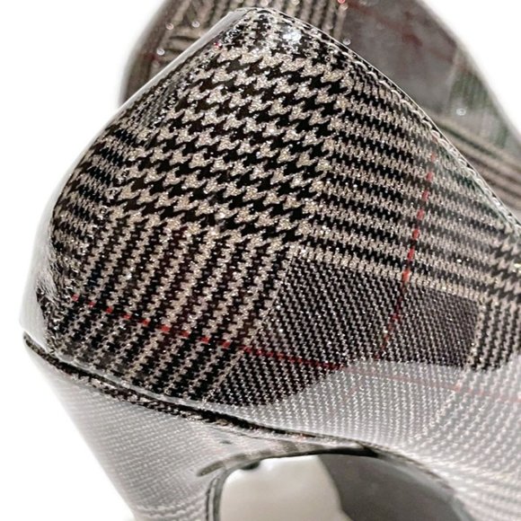 Grey Silver Black & Red Plaid Pointed Toe Pump by Fashion Nova - Picture 5 of 7
